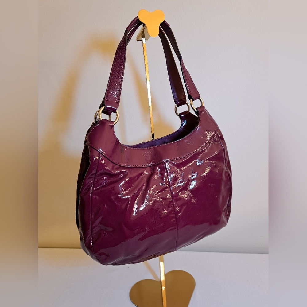 COACH SOHO Patent Leather Hobo In Plum W/Silver Hardware, Y2K - Picture 11 of 16